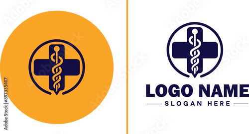 Medical clinic icon Health center Clinic Medical office flat logo sign symbol editable vector