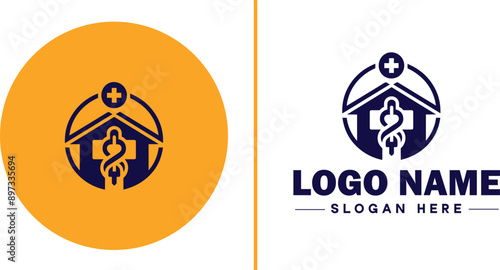 Medical clinic icon Health center Clinic Medical office flat logo sign symbol editable vector