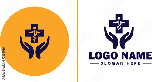 Medical clinic icon Health center Clinic Medical office flat logo sign symbol editable vector