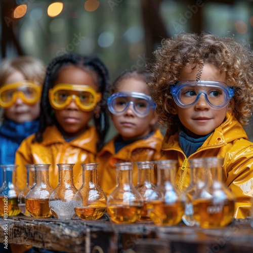 Inquisitive Kids: Engaging Science Experiment with Safety Goggles, Beakers, Hands-On Learning