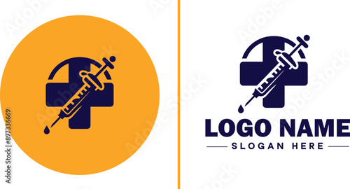 Medical clinic icon Health center Clinic Medical office flat logo sign symbol editable vector