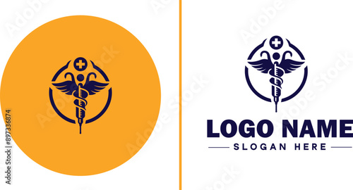 Medical clinic icon Health center Clinic Medical office flat logo sign symbol editable vector