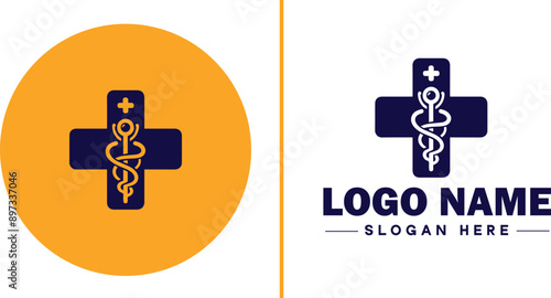 Medical clinic icon Health center Clinic Medical office flat logo sign symbol editable vector