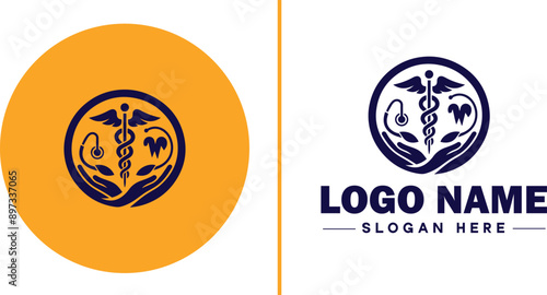 Medical clinic icon Health center Clinic Medical office flat logo sign symbol editable vector