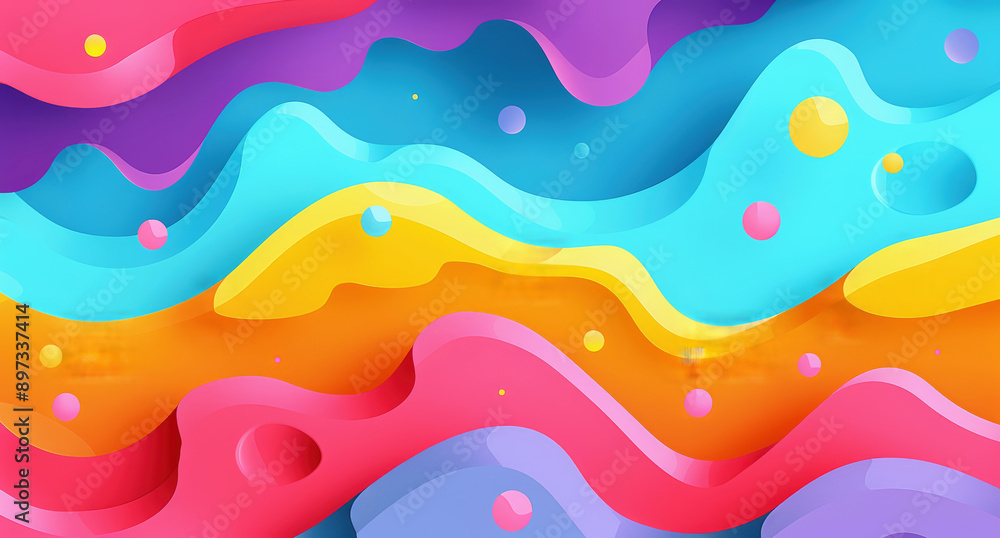 Colorful Waves and Abstract Shapes in a Dynamic Creative Design