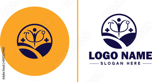Medical clinic icon Health center Clinic Medical office flat logo sign symbol editable vector