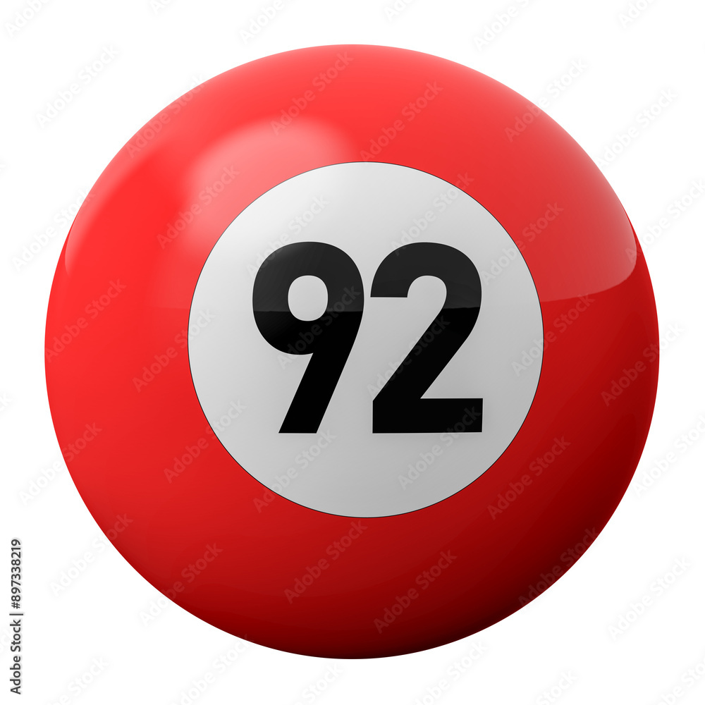 3D Render of Red Billiard Ball Number 92 3D Render of Red Billiard Ball Number 92