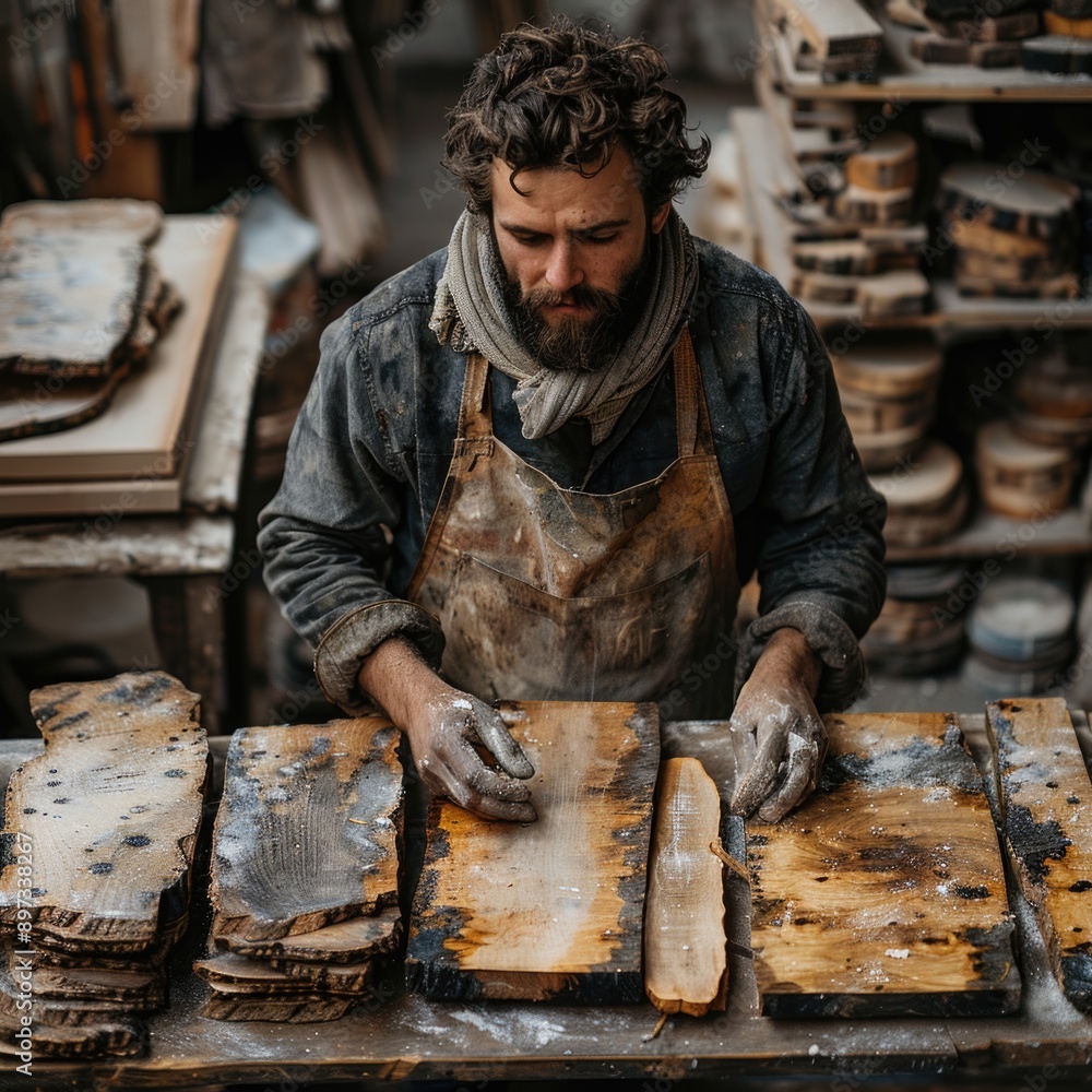 Efficient Household Cleaning: A Man's Methodical Approach to Polishing a Wooden Table Efficient Household Cleaning: A Man's Methodical Approach to Polishing a Wooden Table