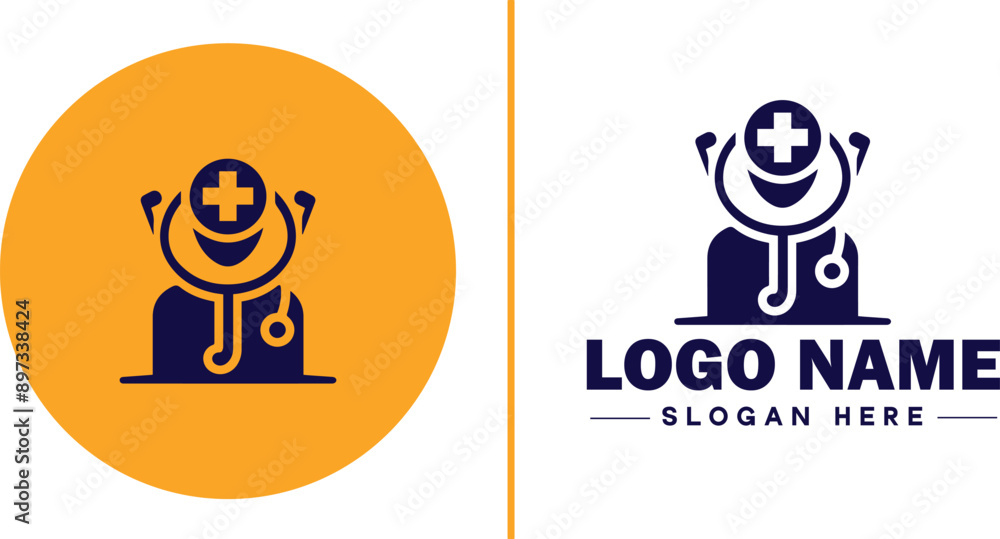 Obraz premium Medical clinic icon Health center Clinic Medical office flat logo sign symbol editable vector