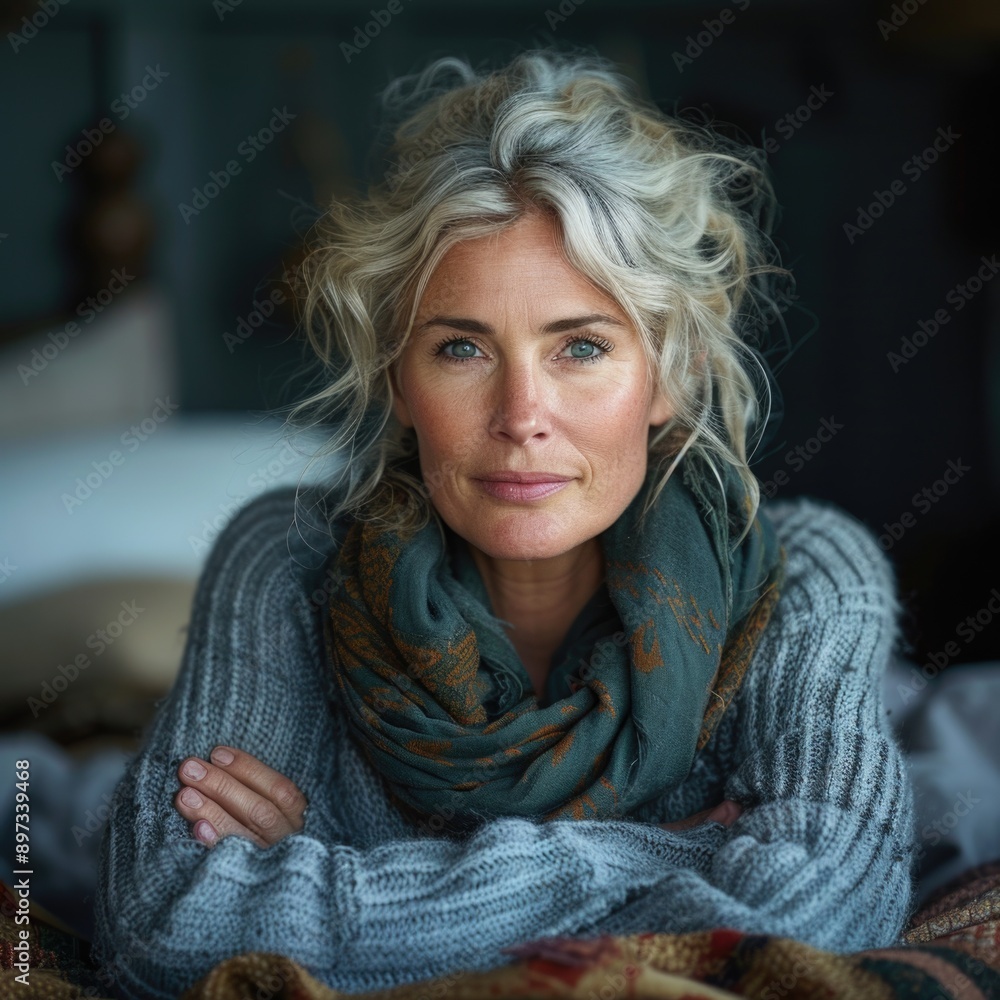 Resilient Middle-Aged Woman: Serene Strength and Determination on Display Resilient Middle-Aged Woman: Serene Strength and Determination on Display