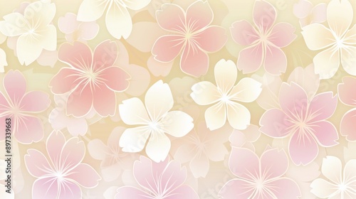 Delicate Pastel Pink and White Floral Background Pattern © rezor