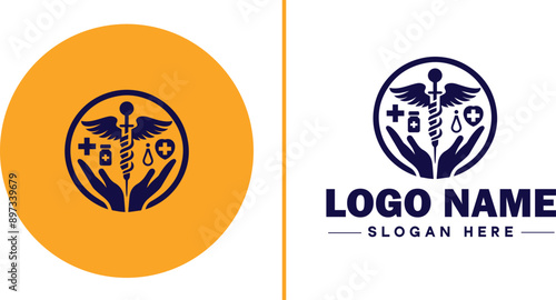 Medical clinic icon Health center Clinic Medical office flat logo sign symbol editable vector