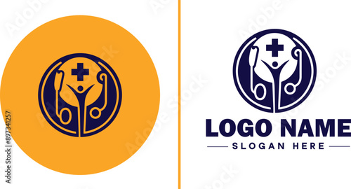 Medical clinic icon Health center Clinic Medical office flat logo sign symbol editable vector