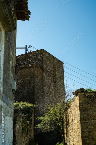Abandoned village under the mountains and yesa lake
