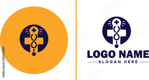 Medical clinic icon Health center Clinic Medical office flat logo sign symbol editable vector