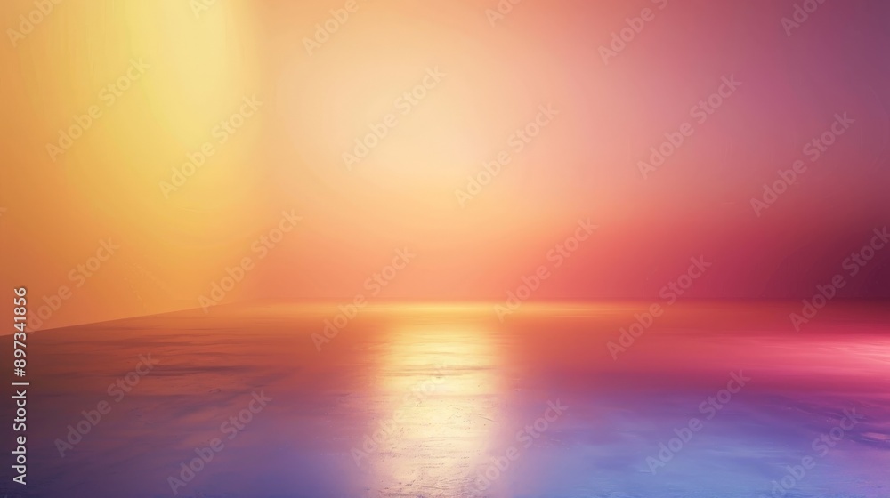 Obraz premium Empty studio space background with warm light illuminating vibrant color scheme