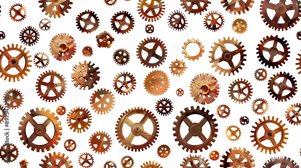 Copper gears on a white background. Copper gears on a white background.