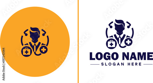 Medical clinic icon Health center Clinic Medical office flat logo sign symbol editable vector