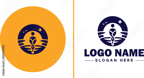 Medical clinic icon Health center Clinic Medical office flat logo sign symbol editable vector