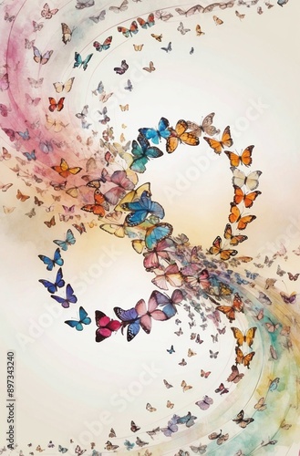 Butterfly Swirl in Watercolor Style