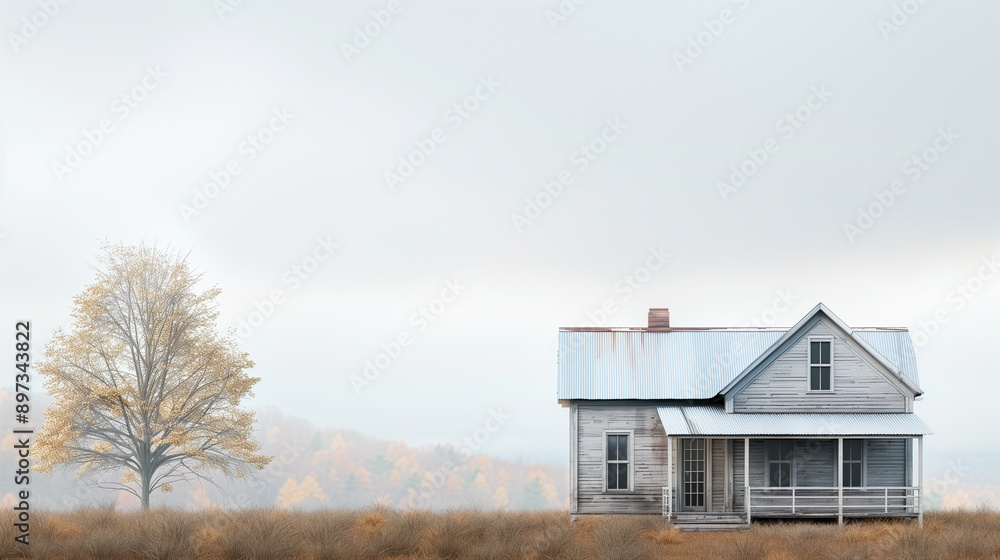 An old farmhouse with a tin roof and weathered wood, set in a vast open field, evoking a nostalgic and rustic charm. An old farmhouse with a tin roof and weathered wood, set in a vast open field, evoking a nostalgic and rustic charm.