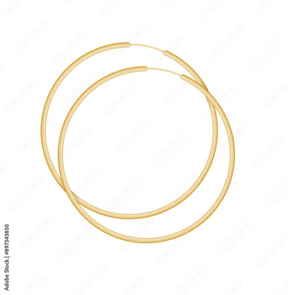 Round golden earrings mockup isolated on white background. Female gold bracelets. Vector Round golden earrings mockup isolated on white background. Female gold bracelets. Vector