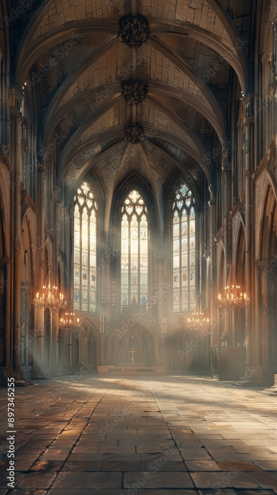 Gothic Cathedral Interior, 4K hyperrealistic photo Gothic Cathedral Interior, 4K hyperrealistic photo