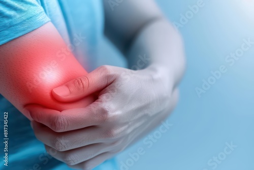 Arm pain with a red highlight on the pain area signifies the pervasive and often debilitating ache