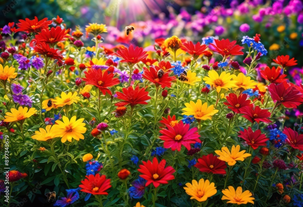 vibrant garden overflowing diverse flowers kaleidoscope colors natural beauty, blooms, petals, greenery, landscape, botanical, flora, horticulture, blossoms vibrant garden overflowing diverse flowers kaleidoscope colors natural beauty, blooms, petals, greenery, landscape, botanical, flora, horticulture, blossoms