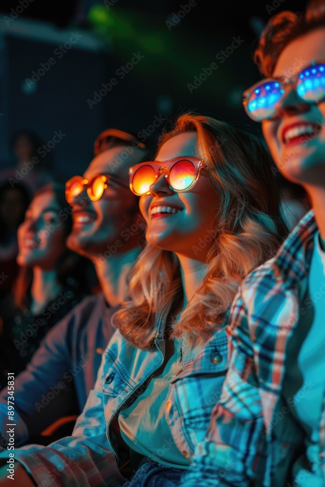 Group watching 3D movie Group watching 3D movie