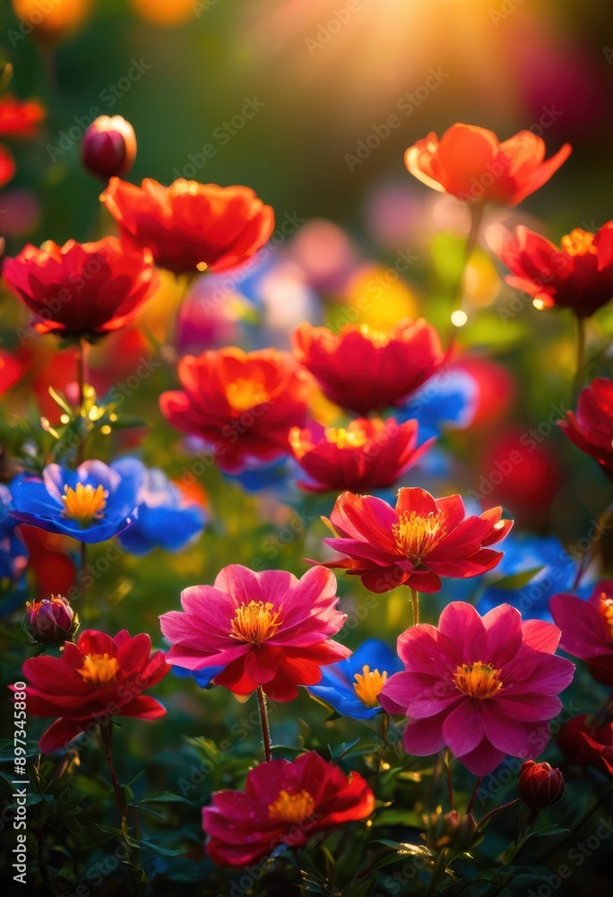 vibrant display colorful blooms illuminated natural sunlight creating stunning floral array, flowers, petals, leaves, nature, bright, vivid, arrangement vibrant display colorful blooms illuminated natural sunlight creating stunning floral array, flowers, petals, leaves, nature, bright, vivid, arrangement