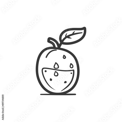 Hand Drawn Outline of a Juicy Drool Worthy Orange