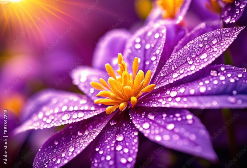 Obraz premium close shot showcasing intricate beauty nature detailed textures rich colors, aesthetic, bloom, captivating, dewdrops, flora, freshness, greenery, growth