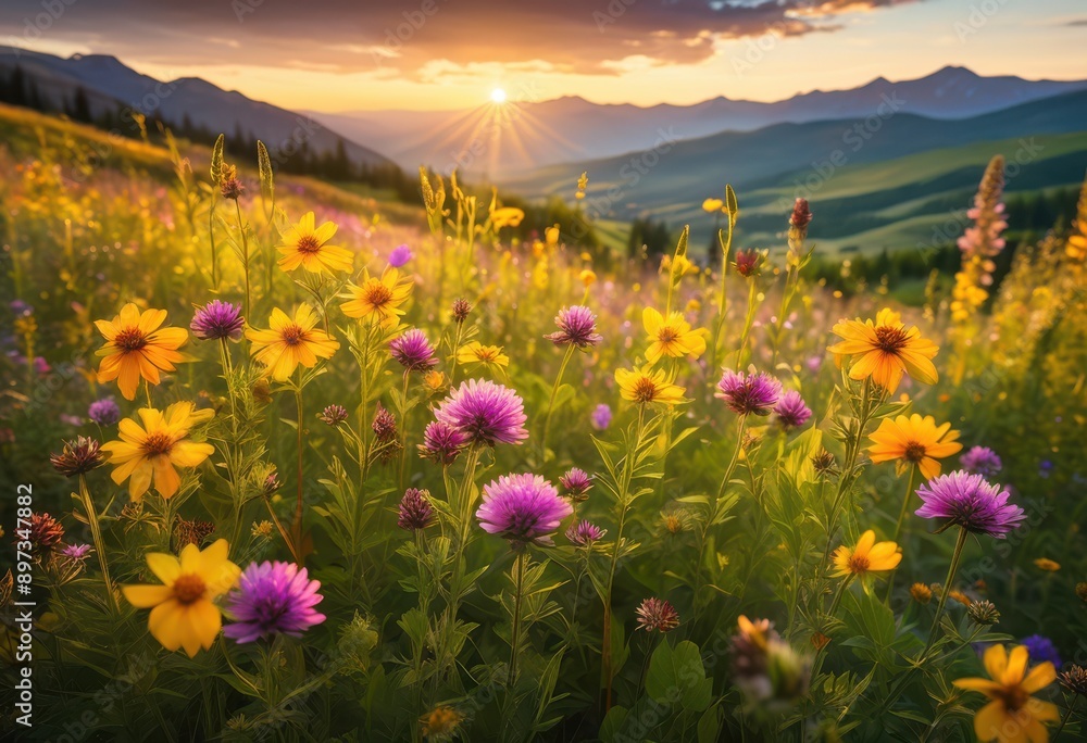 Obraz premium vivid flowers brightening natural landscapes their colors textures beautiful outdoor scene, blooms, petals, gardens, meadows, flora, greenery, sunlight