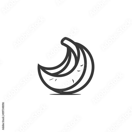 A Line Drawing of a Peeled Banana