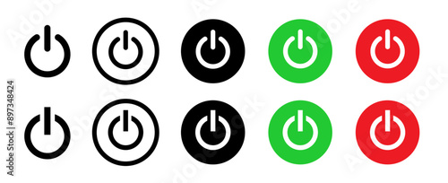 On off icon. On-off icon icon set. Power off. Green and red interface switch button concept. Vector illustration.