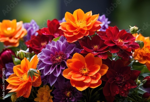 lush colorful floral arrangement showcasing beauty seasonal blooms full bloom radiant colors, flowers, bouquet, blossoms, petals, vibrant, garden, nature