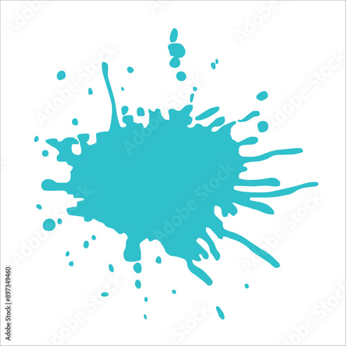 Paint cyan pigment spray splash stain illustration spots