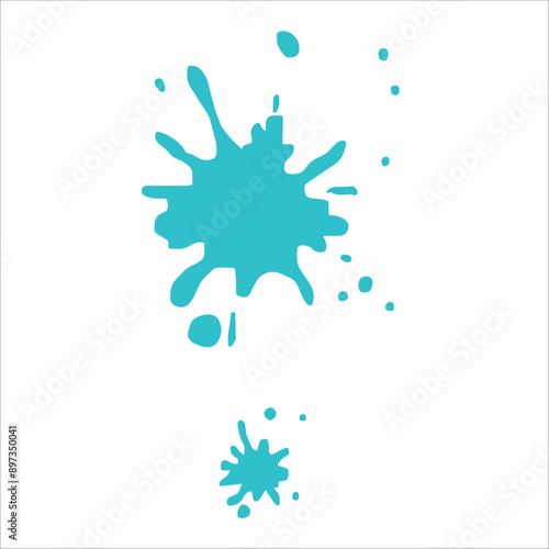 Paint cyan pigment spray splash stain illustration spots