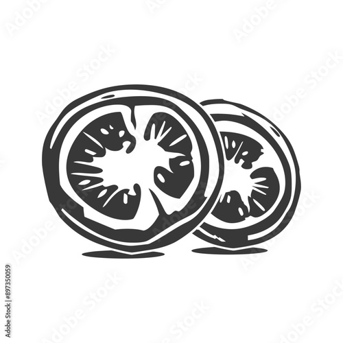 Two Sliced Tomatoes with a Sketchy Style