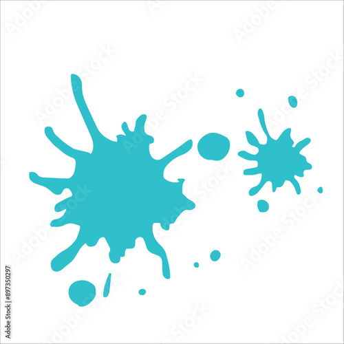 Paint cyan pigment spray splash stain illustration spots