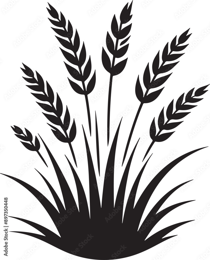 Fototapeta premium Black Color Grass Silhouette Vector Illustration