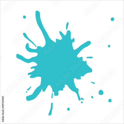 Paint cyan pigment spray splash stain illustration spots