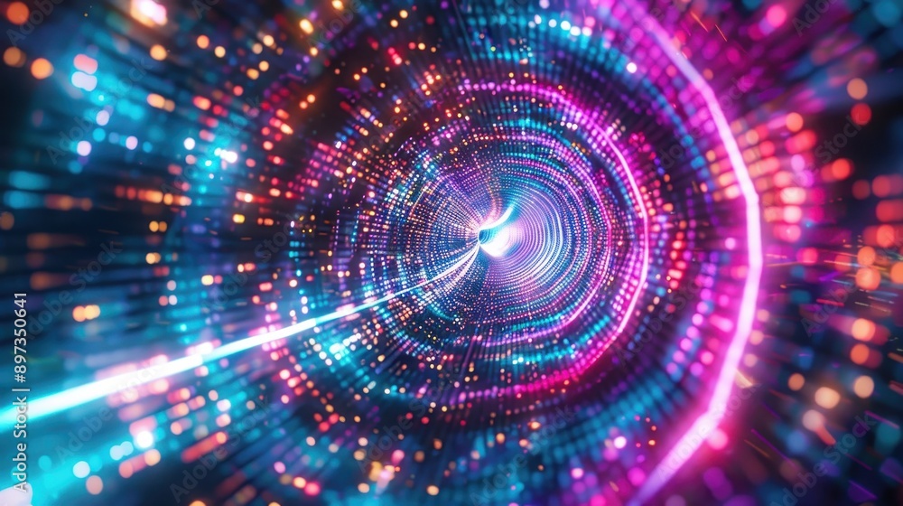 A vibrant digital tunnel filled with glowing lights and energy, creating an immersive sense of motion and depth. A vibrant digital tunnel filled with glowing lights and energy, creating an immersive sense of motion and depth.