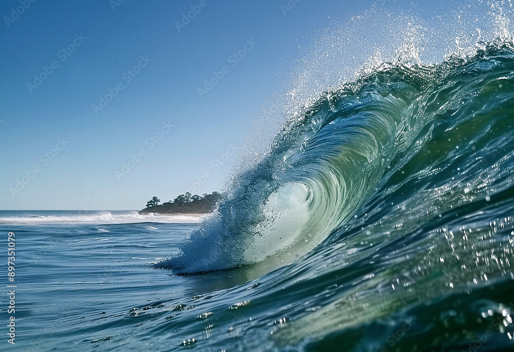 © gustavo - a beautiful wave in the pacific ocean with a clear sky © gustavo - a beautiful wave in the pacific ocean with a clear sky