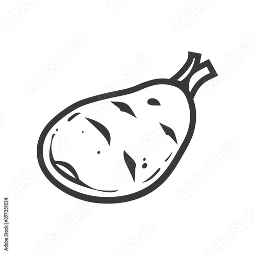 A Single Grilled Potato with a Stem
