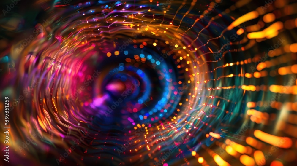 An abstract swirl of vibrant lights and colors, creating a mesmerizing visual effect that evokes a sense of movement and depth. An abstract swirl of vibrant lights and colors, creating a mesmerizing visual effect that evokes a sense of movement and depth.
