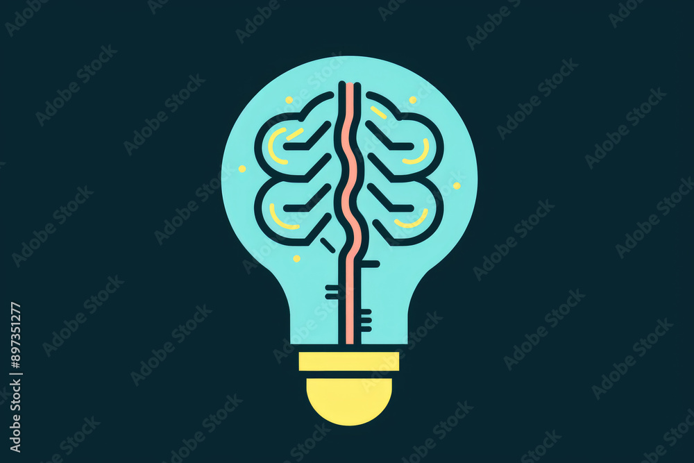 generated illustration of a light bulb with a brain inside generated illustration of a light bulb with a brain inside