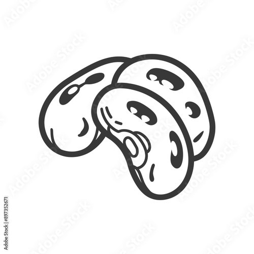 A Black and White Line Drawing of Two Lima Beans