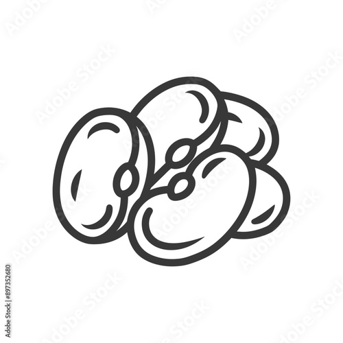 Black and white line drawing of lima beans